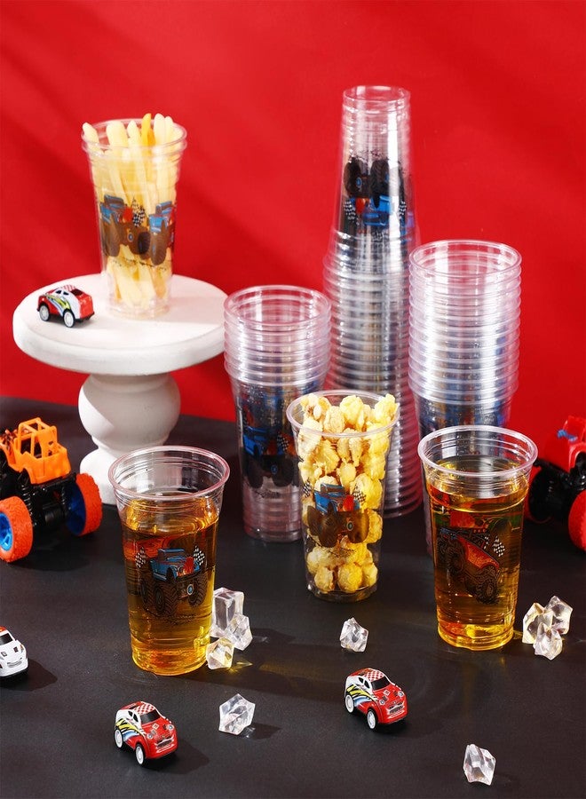Pickmesh 50 Pcs Monster Truck Birthday Party Plastic Cup 12 Oz Monster Thick Clear Cup Truck Cups Birthday Table Decorations Party Favor - Image 4